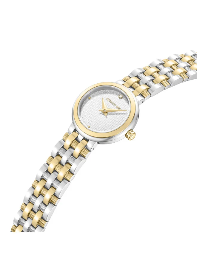 شيروتي 1881 Lusia White Dial Stainless Steel Bracelet Analog Watch for Women, 24mm
